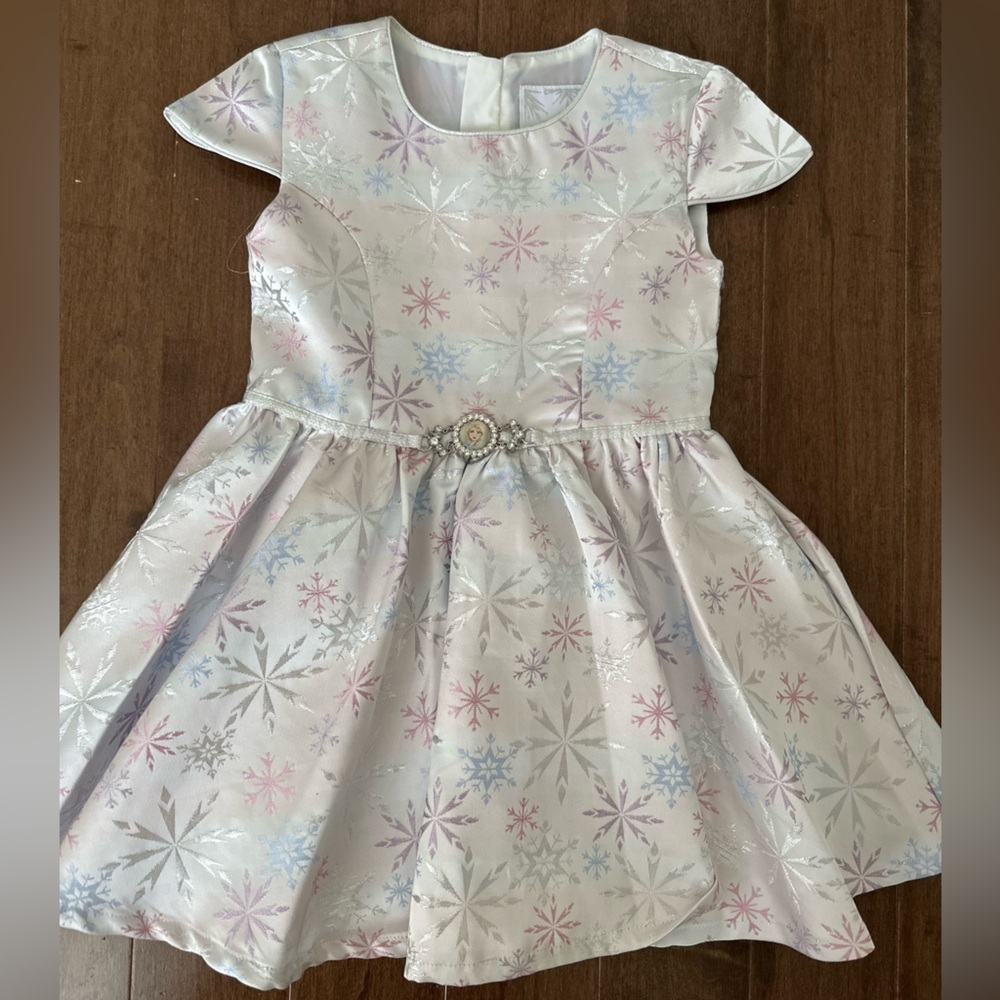 Disney Snowflake Patterned Dress with Cap Sleeves